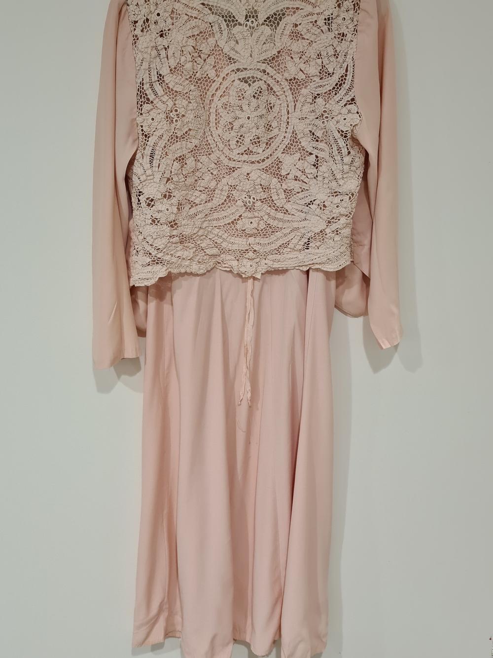 Vintage Pink Wild Rose Women 2 Piece Dress & Crochet Laced Back Jacket Size 14 - Picture 5 of 16